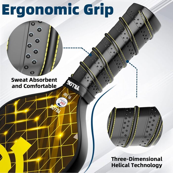 Набір для піклболу: 4 ракетки з фібергласовою поверхнею, 4 м'ячі, 4 рушники, сумка, схвалено USAPA