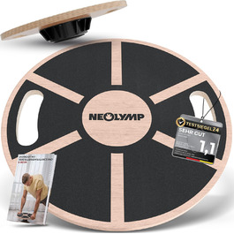 Балансборд NEOLYMP Holz з ручками - антиковзаюча платформа для фітнесу, фізіотерапії, йоги та планки - Балансборд для дорослих з натурального дерева