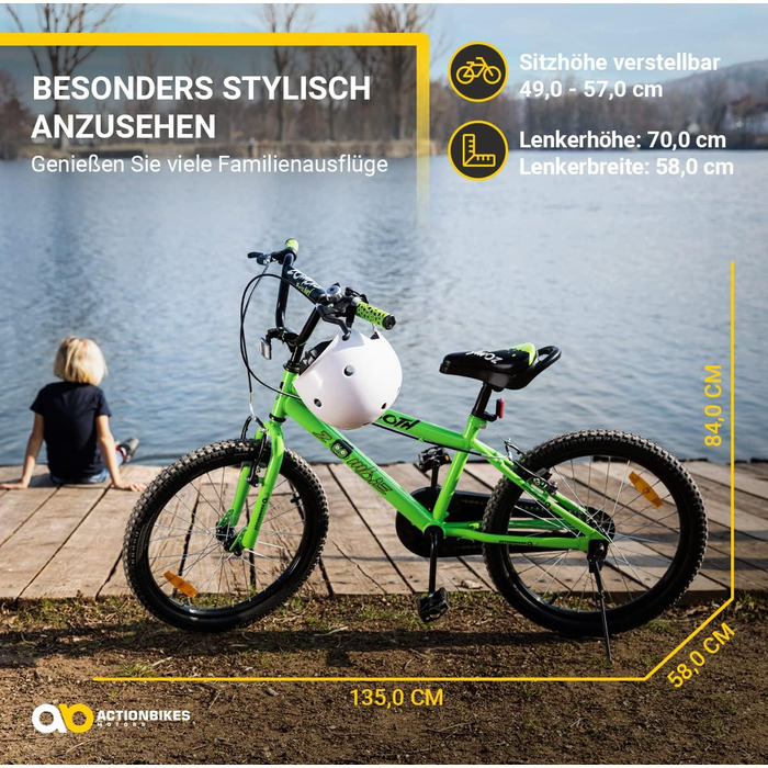Дитяче велосипед Actionbikes Zombie 20 дюймів: V-Brake гальма, захист від бруду, для дітей 2-9 років