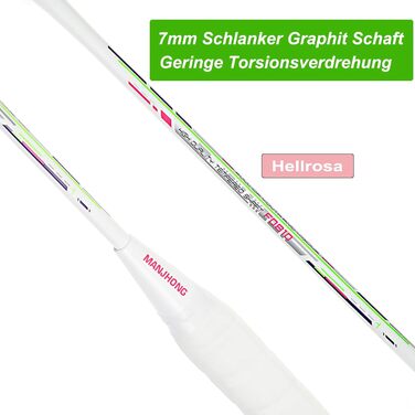 Набір для бадмінтона з 2 графітовими ракетками - зносостійкий дизайн - комплект для дорослих (включно з воланами, обмотувальними стрічками та сумкою для ракеток) (Світло-блакитний + Світло-рожевий)