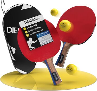 Набір для настільного тенісу DIEKER | 2 ракетки, 3 м'ячі, сумка | Для всієї родини, чорний