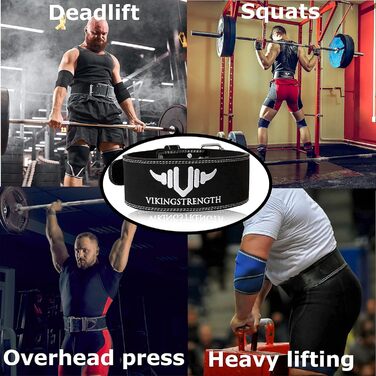 Пояс для важкої атлетики Vikingstrength Premium з петлею для тяги, для чоловіків та жінок, ідеально підходить для присідань, пауерліфтингу, кросфіту та станової тяги, розміри M-4XL + додаток V-Strength Workout (L)