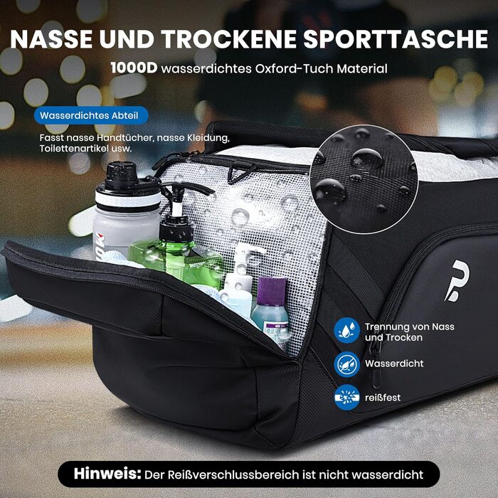 Спортивна сумка для чоловіків та жінок, 58L, велика дорожня сумка з відділенням для взуття та мокрих речей, сумка для тренувань, сауни, фітнесу, спортзал, подорожі