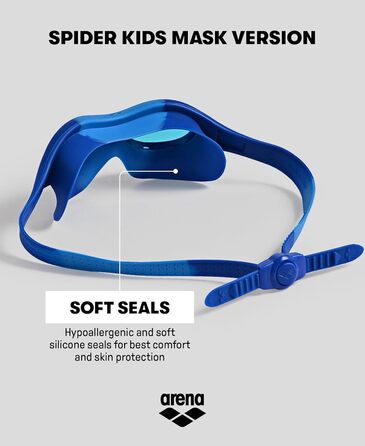 Дитяча маска для плавання arena Spider Kids – антифог, великі лінзи, середньотемні, UV-захист, саморегульований перенісся