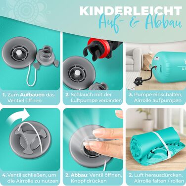 Надувний Airtrack KESSER® | з сумкою та електричним насосом | для акробатики, йоги, фітнесу, тренувань (120 x 90 см, м'ятно-зелений)