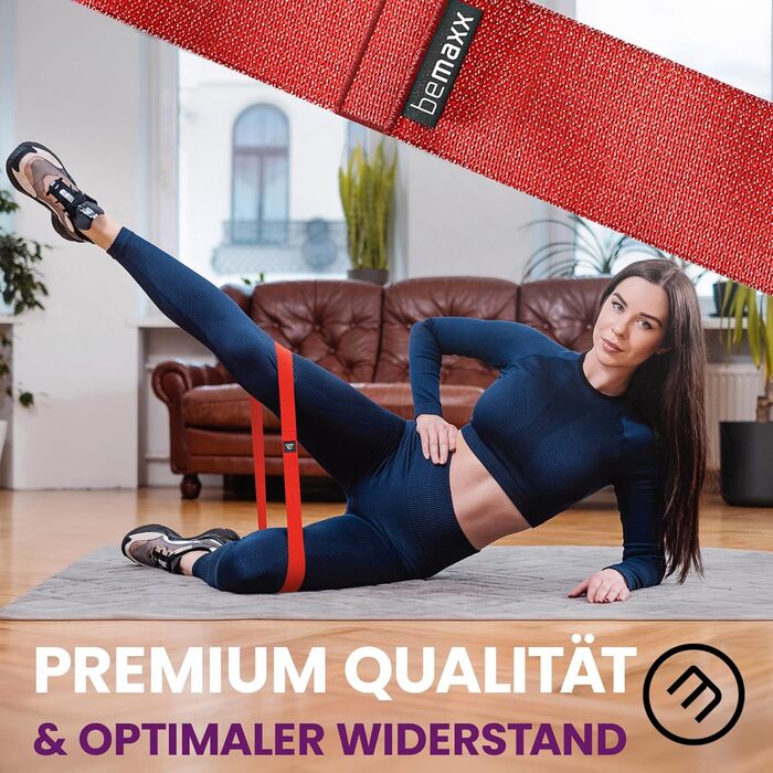 Набір фітнес-гумок для тренувань: 4 шт. (латекс/тканина) + eBook | Гумки для фітнесу, йоги, силових тренувань, Booty Band