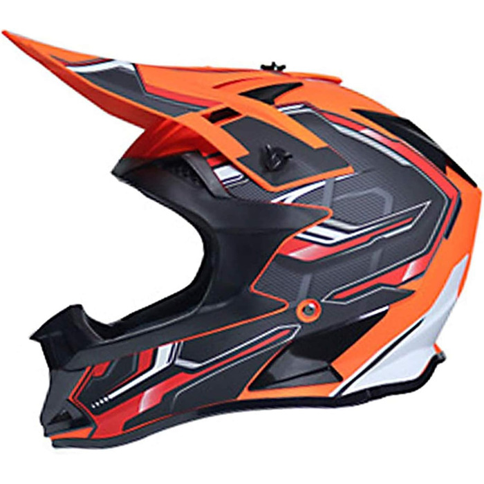 Мотошолом YASE Cross для мотокросу/ендуро/даунхілу, повний захист обличчя, для мопеда/ATV/MTB (чорний/помаранчевий/червоний, L (56-57 см))