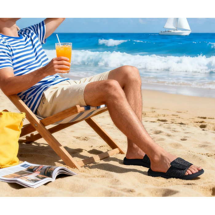 Чоловічі шльопанці ONCAI для душу та басейну з липучкою, відкриті пальці, спортивні, літні, для дому, відпочинку, м'яка гумова підошва, розмір 40-49, чорний