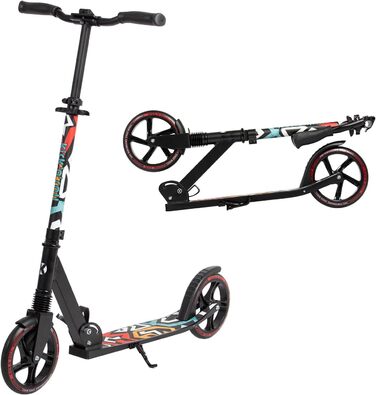 Самокат Leogreen Cityroller 205 мм, алюмінієвий, складаний, регульований, для дорослих і підлітків, до 100 кг, PU колеса, зі стійкою