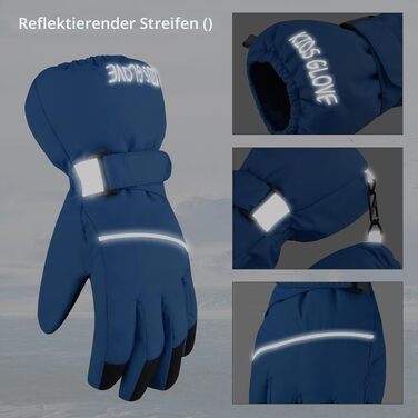 Дитячі гірськолижні рукавички TRIWONDER, теплі зимові рукавички з термофлісу для хлопчиків та дівчаток (4-6 років, світло-блакитні)