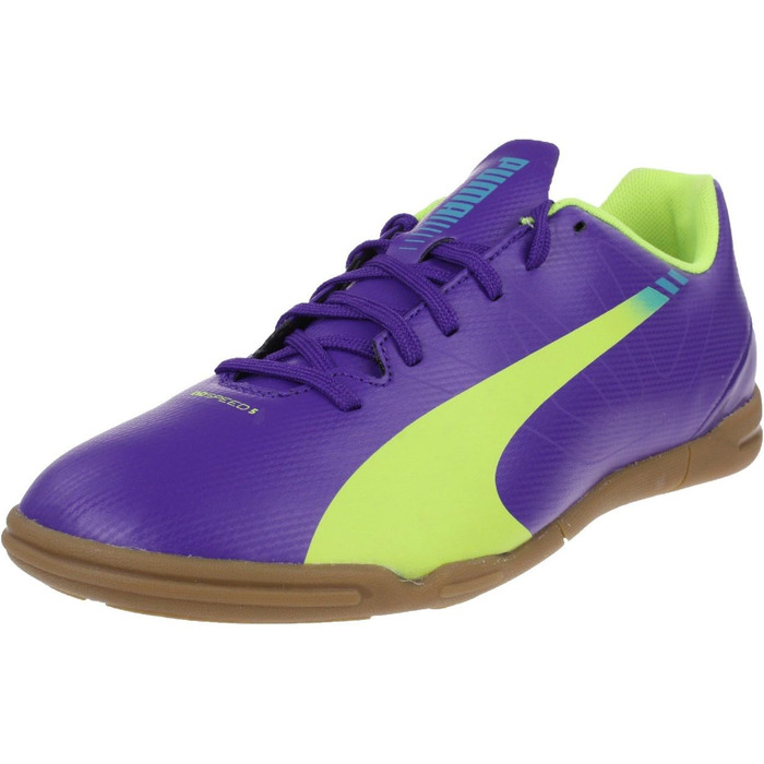 Кросівки футбольні PUMA Evospeed 5.3 Jr для залу, 37 EU, кольори: Prism Violet, Yellow, Blue