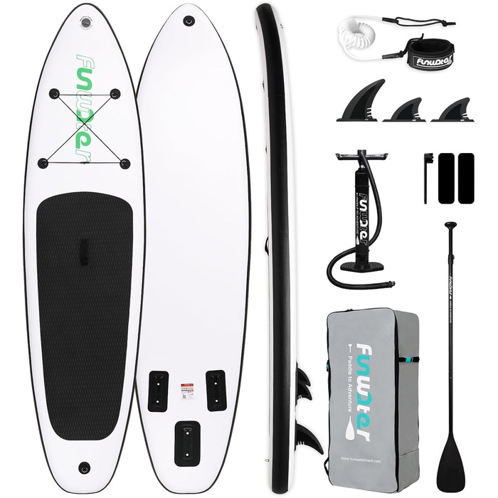 Надувний SUP-борд FunWater 320CM – комплект: весло, рюкзак, 3 ласти, насос, лінія. Підходить для початківців та досвідчених. 10' 6