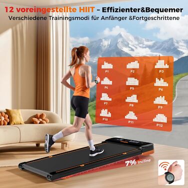 Бігова доріжка для дому з нахилом 7%, Walking Pad 5: реабілітація, 5 рівнів вібрації, під стіл з додатковою ручкою, LED, 2.5HP, швидкість до 7.5 км/год, управління з пульта, до 136 кг, з APP
