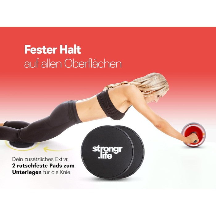 Ролер для пресу Strongr.life - тренажер для пресу для дому з толкаючими панелями, широкий ролер для фітнесу, обладнання для дому