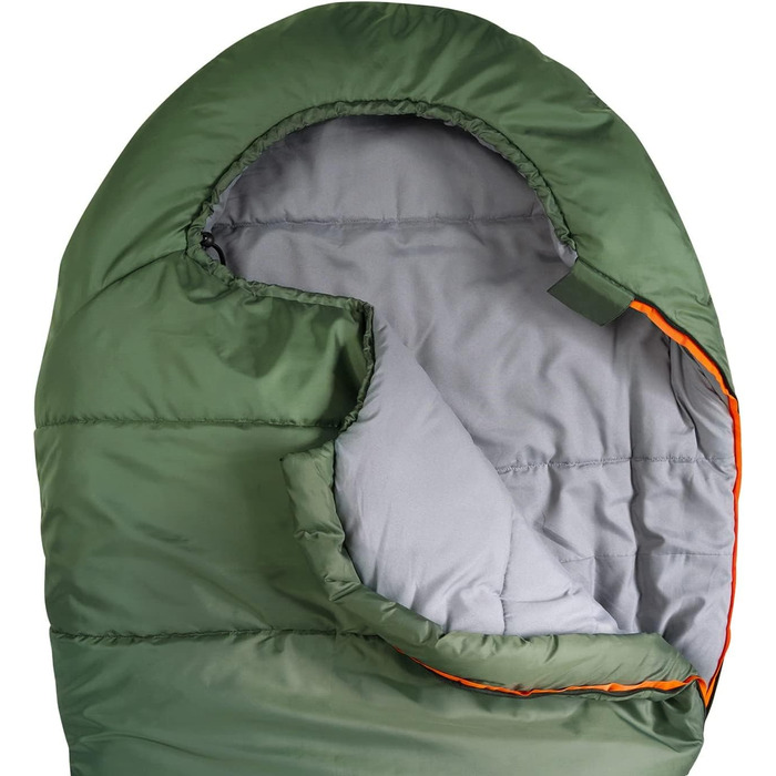 Сплячий мішок Amazon Basics для холодного клімату, для кемпінгу та піших прогулянок, легкий, мумієподібний, оливковий