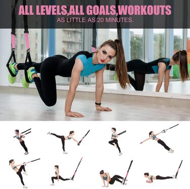 Слінг-тренажер для повного тіла для домашнього спортзалу. У комплекті: сумка-мішок та інструкція. Рожевий колір