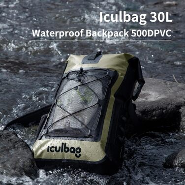 Водонепроникний рюкзак 30/40L Dry Ferm Bag, темно-зелений, для пляжу та подорожей