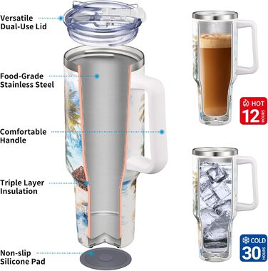 Фляга для води THILY з нержавіючої сталі з кришкою та трубочкою, 1.2 л, подвійні стінки, спортивна, широка горловина, зберігає холод/гаряче, колір Лаванда