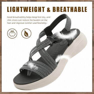 Сандалі жіночі літні зручні легкі чорні (39 EU) з ортопедичною м'якою устілкою для відпочинку та прогулянок