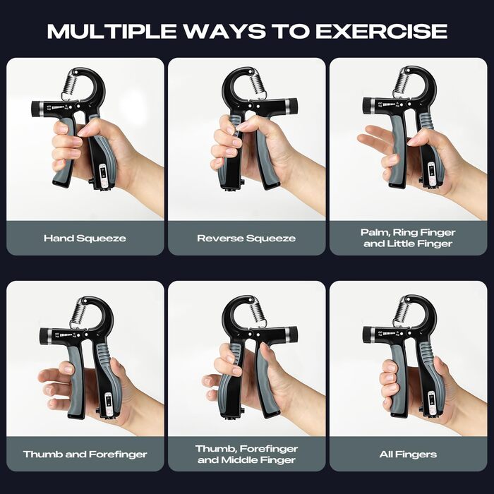 Тренування сили хвату: Регульований ручний тренажер з опором 5-60 кг (11-132 lbs) з лічильником для спорту та реабілітації