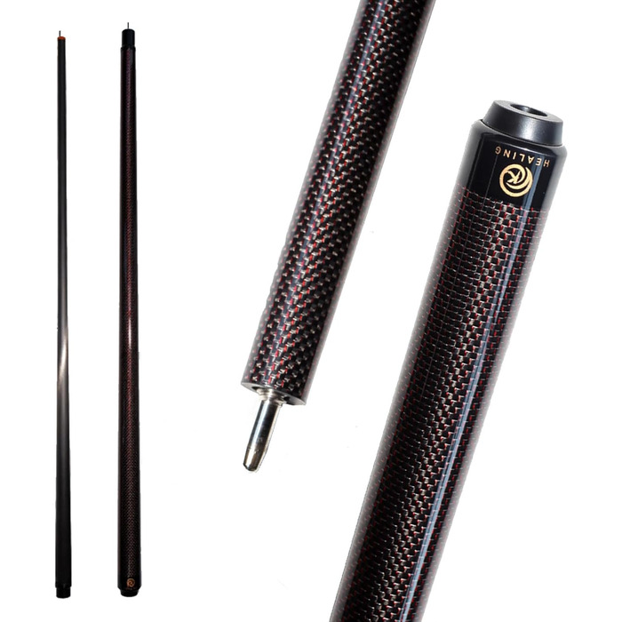 Кю Білліард KHEALING з карбону, 58 дюймів, 1/2-дюймова структура, 3-зубчастий з'єднувач, наконечник 12.4 мм, вага 540-567 г, для професійних гравців, червоний