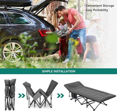 Розкладне ліжко YITAHOME для дорослих: міцне кемпінгове ліжко з вантажопідйомністю 260 кг, сіре