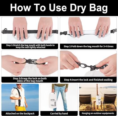 Водонепроникна сумка Uncle Paul 2L - мішки для зберігання, 5L (1.1 гал), білі