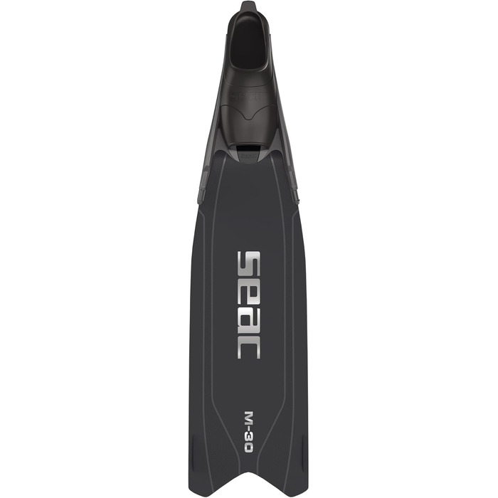 Ласти SEAC M-30 для фридайвінгу та спеарфішингу з змінними лопатями. Довгі ласти з технополімеру, м'яка підошва з двома матеріалами, кут 30°, підходять для занурень з пневматичним обладнанням. Чорний/Сірий, розмір 47/48