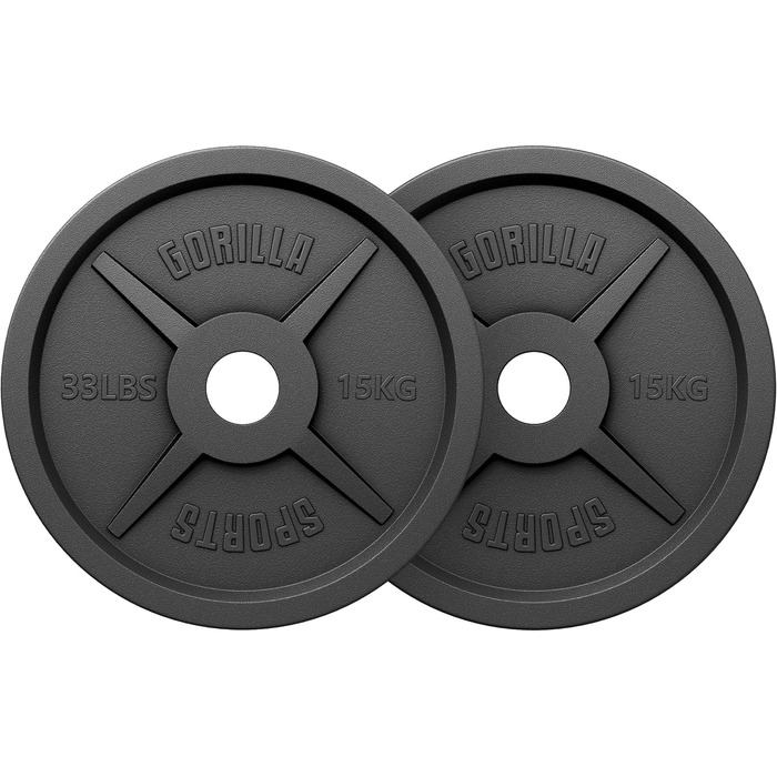 Олімпійські млинці GORILLA SPORTS, чавун, 1,25–30 кг, 50 мм, окремо або набір