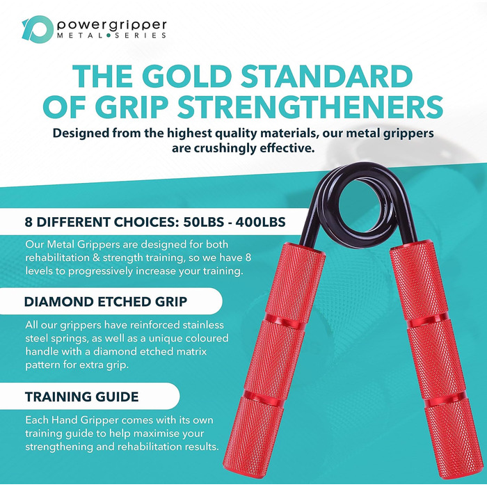 Тренажер для кисті RPM Power PowerGripper металевий, 200 фунтів, для зміцнення кистей, зап'ясть і передпліччя, червоний