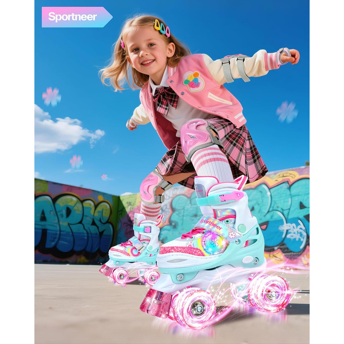 Роликові ковзани Sportneer для дітей з підсвіткою та захистом, розмір M (EU 33-36)