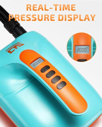 Електричний насос для SUP Swonder, 20PSI, для надувних дощок, каяків та човнів, з двоступеневою інфляцією, синій