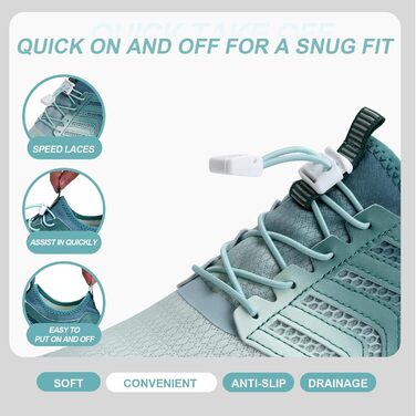 Взуття для плавання Mabove: чоловічі та жіночі, швидко сохнуть, для серфінгу, плавання, аквашузи, басейн, 38 EU, Gradient Green V011