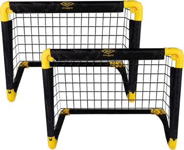 Складні футбольні ворота Umbro 50x44x44 см для дітей, комплект 2 шт., чорні/жовті, для тренувань у саду та приміщенні