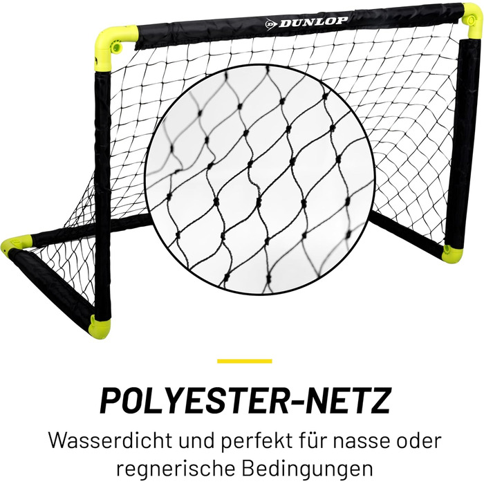 Ворота для футболу Dunlop - складані, чорно-жовті, 99 см - для гри в саду та в приміщенні