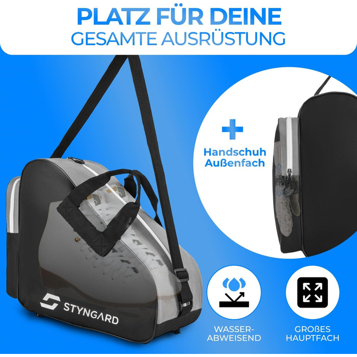 Сумка для ковзанів STYNGARD Montreal: для фігурного катання та інлайнів, чорно-біла, міцна