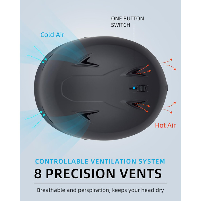 Шолом для сноуборду та лиж для чоловіків та жінок, чорний, розмір L (59-61 см)