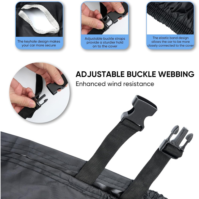 Захисний чохол для мотоцикла NEVERLAND 300D, водовідштовхуючий, зимовий, для мотоцикла/скутера, 220x95x110 см (Чорний, XL)