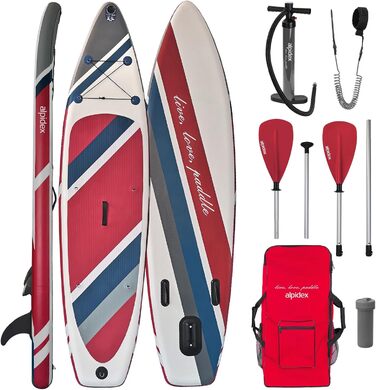 Надувна SUP-дошка ALPIDEX 320×76×15 см, комплект: весло, плавці, насос, ремінець, ремкомплект, сумка, до 200 кг