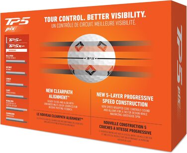 Гольф-м'ячі TaylorMade TP5 (білі) – унісекс, TM24, з технологією pix
