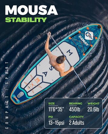 Надувний SUP-борд Krokodil 10'8/11'*35' для 3 осіб, 300x89 см, помаранчевий