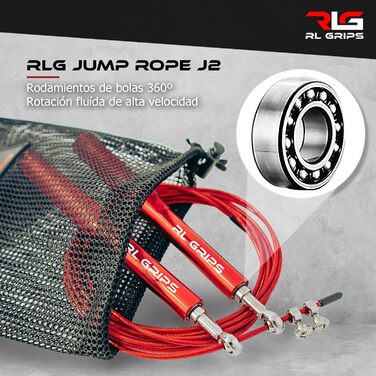 Стрибкове канат RL Grips® з алюмінієвою ручкою та антиковзким покриттям. Канат 2 мм для кардіотренувань та фітнесу (червоний)