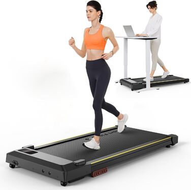 UREVO Smart Walking Pad - компактний тихий біговий столик з амортизацією, додаток для фітнесу, до 136 кг, для дому/офісу, чорний