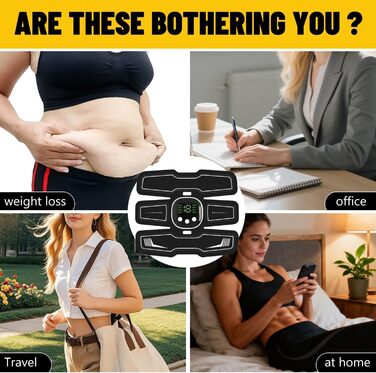 EMS тренажер для пресу Pro, стимулятор м'язів живота, 8 режимів та 19 інтенсивностей для пресу, інтелектуальна фітнес-стимуляція, цільова стимуляція м'язів живота