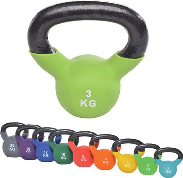 Гиря з масивного чавуну з вініловим покриттям, 2-20 кг – Kettlebell для фітнесу, тренувань та кросфіту
