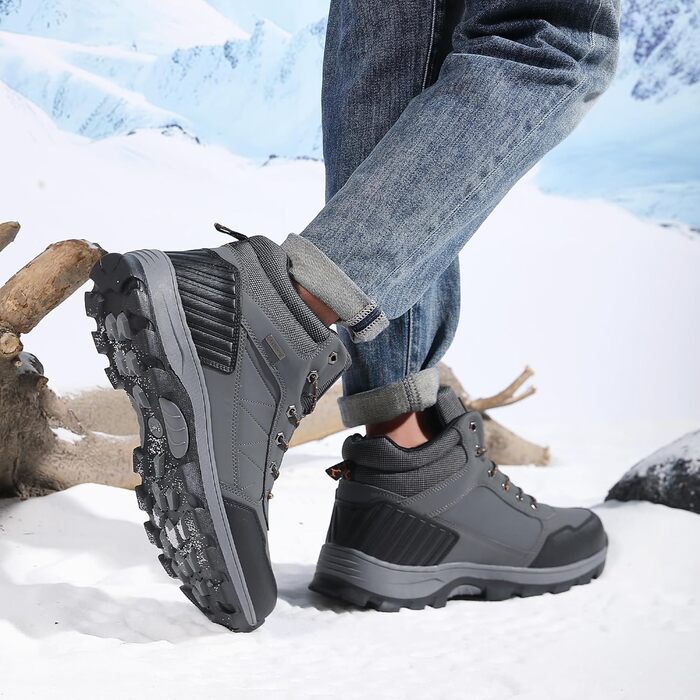 Чоловічі зимові черевики Arrigo Bello: теплий, зручний, водонепроникний трекінг для зими, розмір 41-46, колір зелений (сірий)