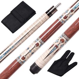 Більярдний кий Pool Queue Stick з акації, 147.3 см, комплект 2 шт, білий (винно-червоний)