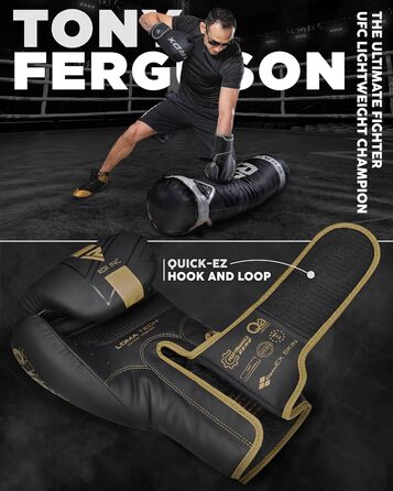 Боксерські рукавички RDX KARA з Maya Hide для боксу, муай-тай, кікбоксингу та MMA, чоловічі та жіночі, для тренувань і спарингів, чорні, розміри 8–18 oz