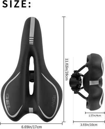 Велосипедне сідло MSDADA Gel MTB: комфортне та ергономічне для гірського велосипеда, BMX, шосе, міського велосипеда та спінінгу (чорний/сірий)