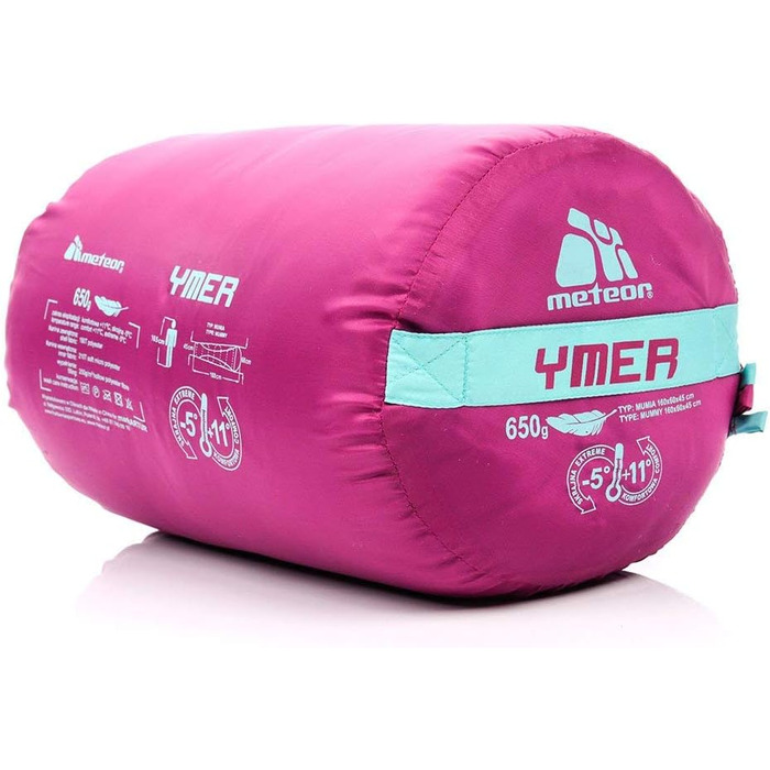 Дитячий спальний мішок Meteor Premium для кемпінгу та відпочинку на природі. Легкий, ультралегкий, підходить для літа, весни та осені. Кольори: темно-зелений/зелений, фуксія/м'ята.